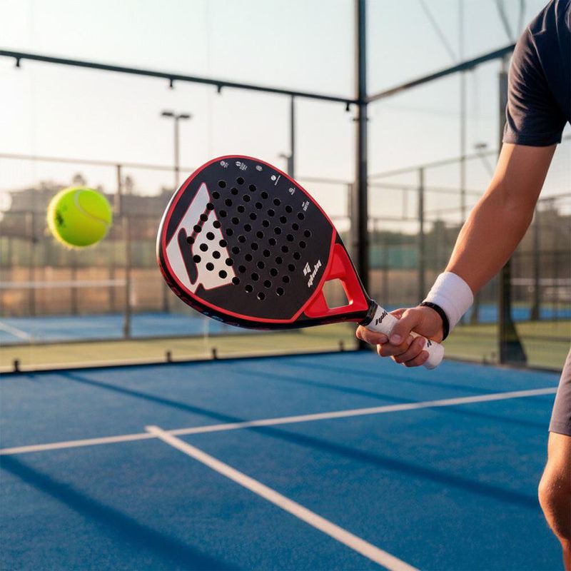 Pala de Pádel Diseño Profesional Negro y Rojo