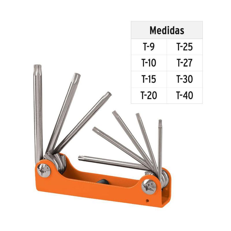 Llave Torx Tipo Navaja Plegable de 8 Pzas