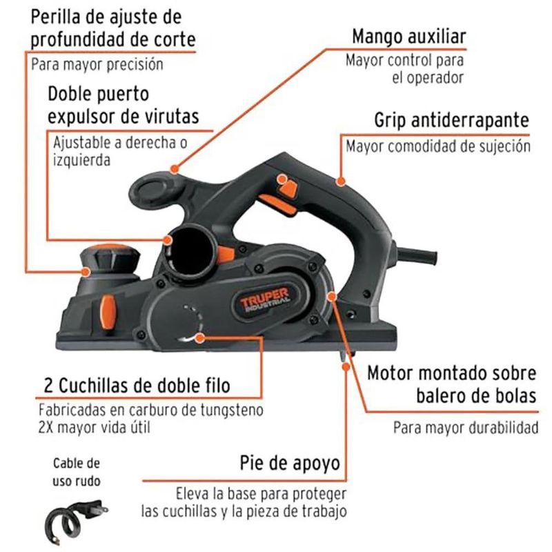 Cepillo Eléctrico Industrial 950 W 4-1/2 Plg
