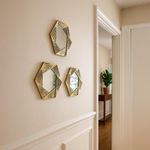 Set de 3 Espejos Hexagonales 21x25 cm Marco Dorado
