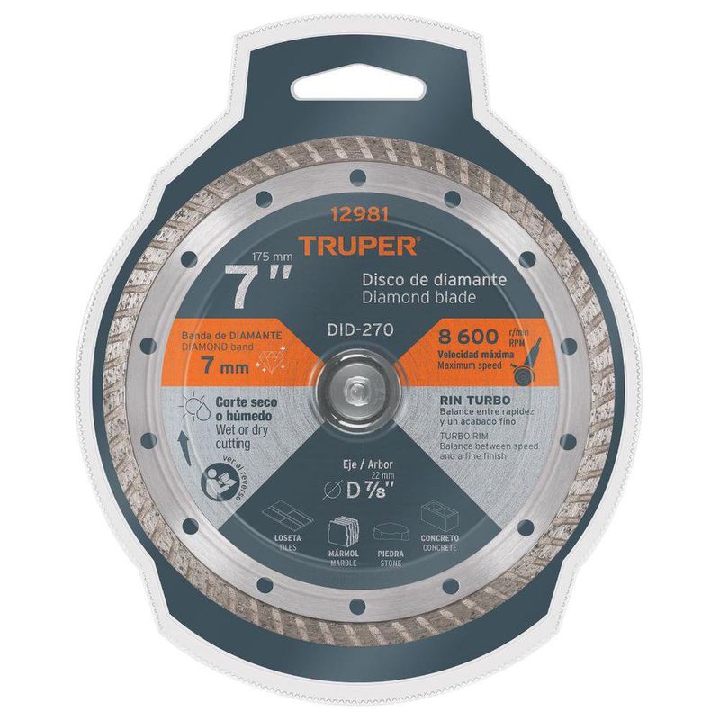 Disco de Diamante para Concreto Rin Turbo 7 Plg X 2.8 mm