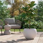 Maceta Sardes con Diseño Geométrico Blanco  55 x 55 x 37.5 Cm