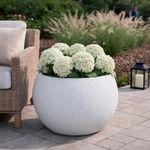 Maceta Sardes con Diseño Geométrico Blanco  55 x 55 x 37.5 Cm