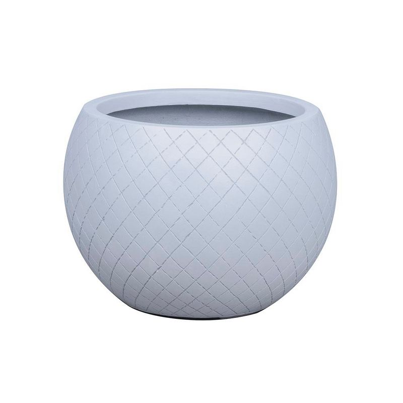 Maceta Sardes con Diseño Geométrico Blanco  55 x 55 x 37.5 Cm