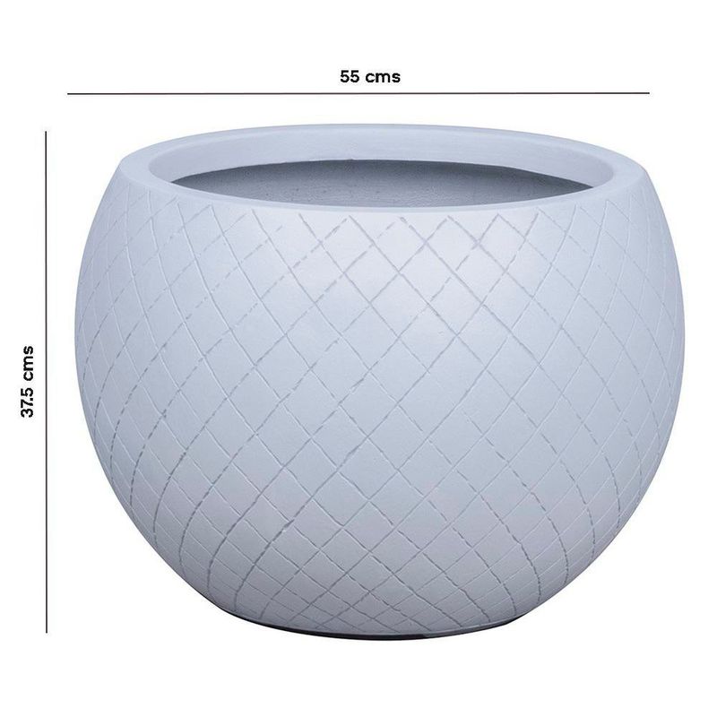 Maceta Sardes con Diseño Geométrico Blanco  55 x 55 x 37.5 Cm