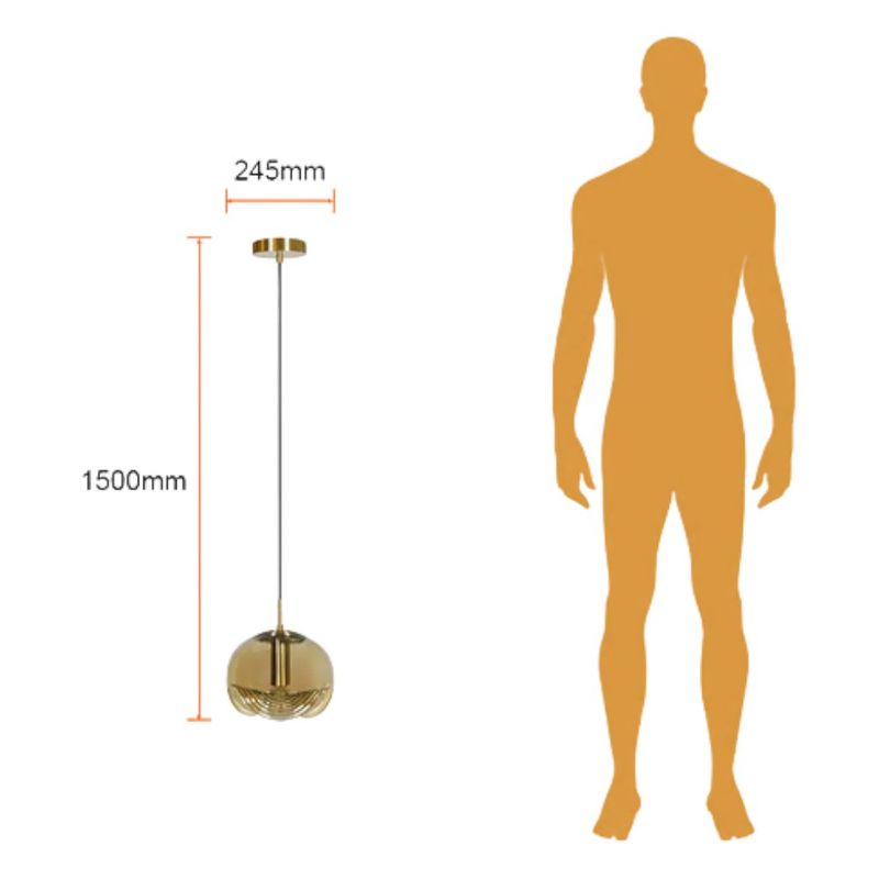 Lámpara Colgante Tipo Globo Cristal Color Ámbar 60W