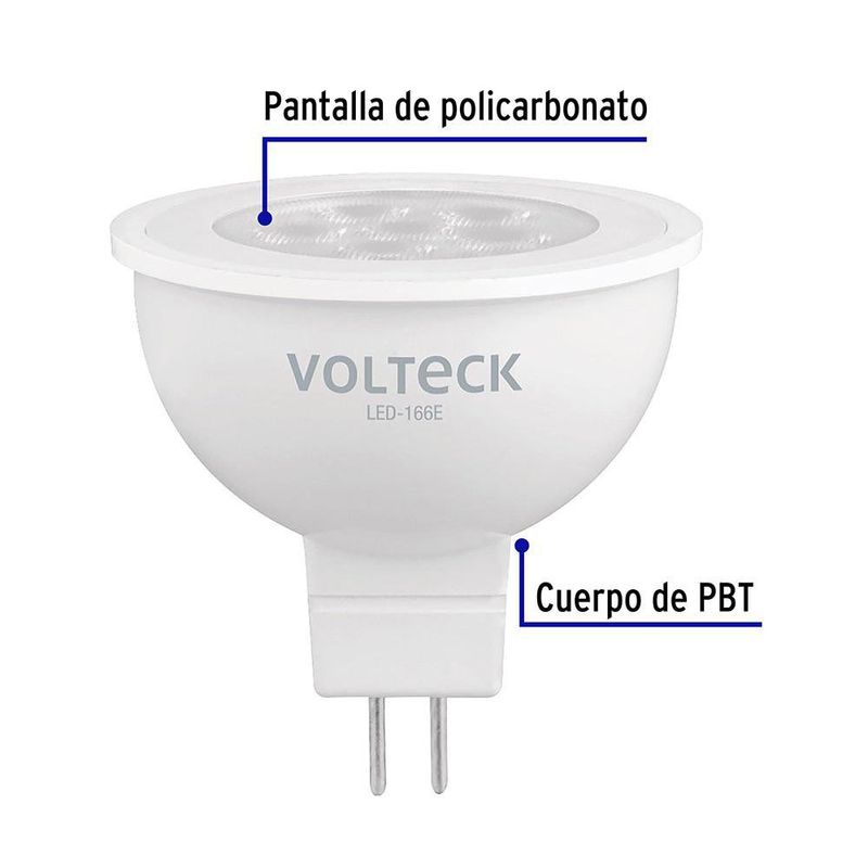 Bombilla LED Base GU5.3 de 6W MR16 Luz Fría