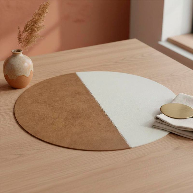 Individual para Mesa Redondo 38 cm Café y Gris