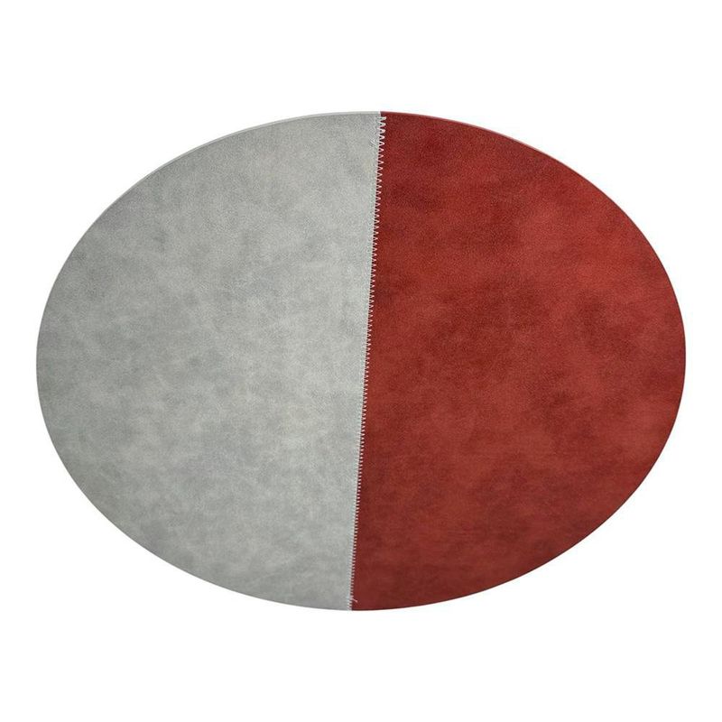 Individual para Mesa Redondo Decorativo 38 cm Gris y Rojo