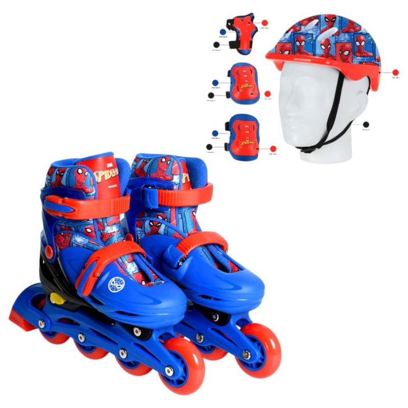 Patines Ajustables con Kit de Proteccion Diseño Spiderman