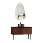 Vanity de Piso de MDF Color Café con Lavamanos y Espejo