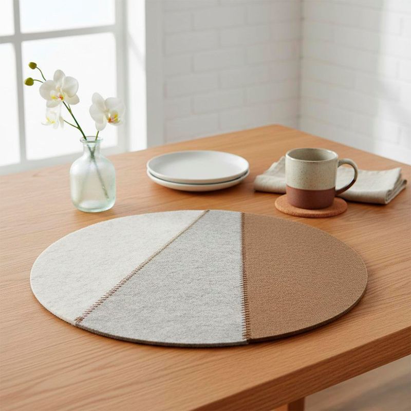 Individual para Mesa Redondo 38 cm Café, Gris y Beige