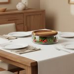 Ensaladera de Vidrio con Tapa de Madera