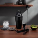Set de Bar con Coctelera Negra Profesional 5 Piezas