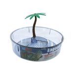 Tortuguera Redonda Grande con Isla y Palma Plástica