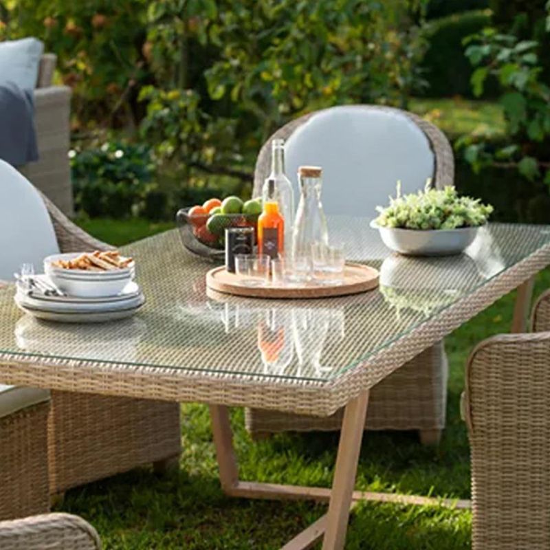 Mesa de Jardín Rectangular Medena de Aluminio y Ratán de 200 x 100 x 74 cm