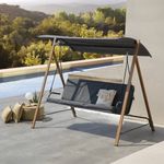 Sillón Columpio para Exterior con Techo Color Gris 136 x 195 x 173 Cm