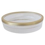 Jabonera Decorativa para Baño Transparente con Borde Dorado