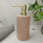 Dispensador de Jabon Beige Texturizado con Bomba Dorada