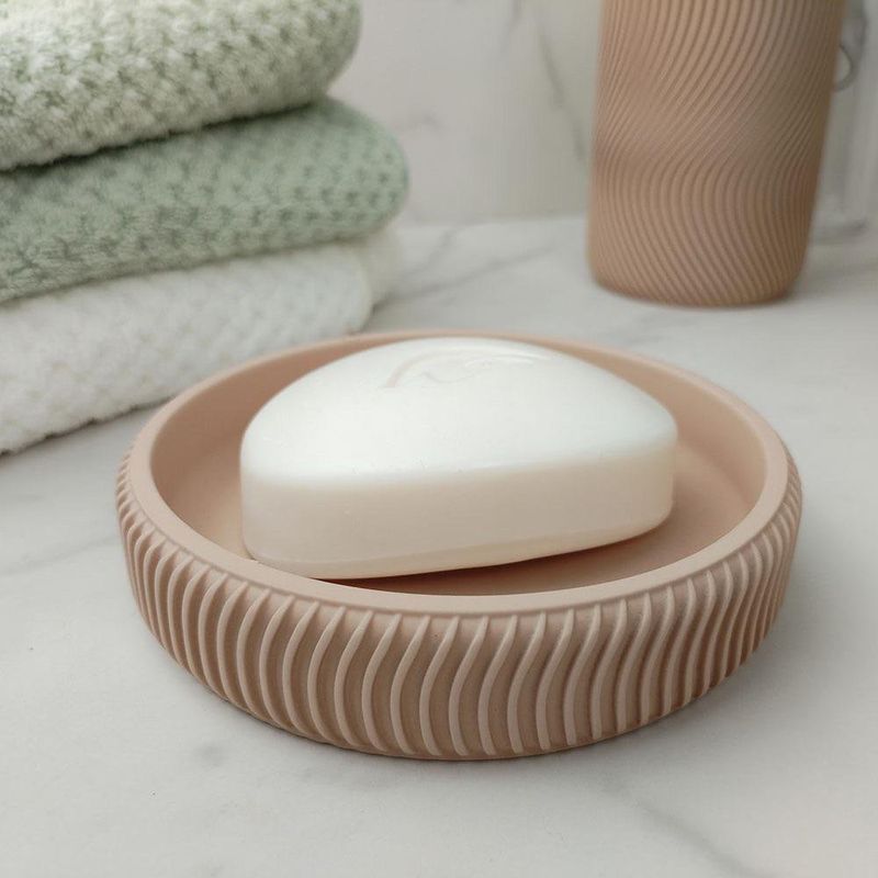Jabonera Texturizada para Baño Color Beige