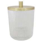 Algodonera Decorativa para Baño Transparente con Tapa Dorada