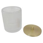 Algodonera Decorativa para Baño Transparente con Tapa Dorada