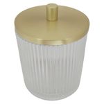 Algodonera Decorativa para Baño Transparente con Tapa Dorada