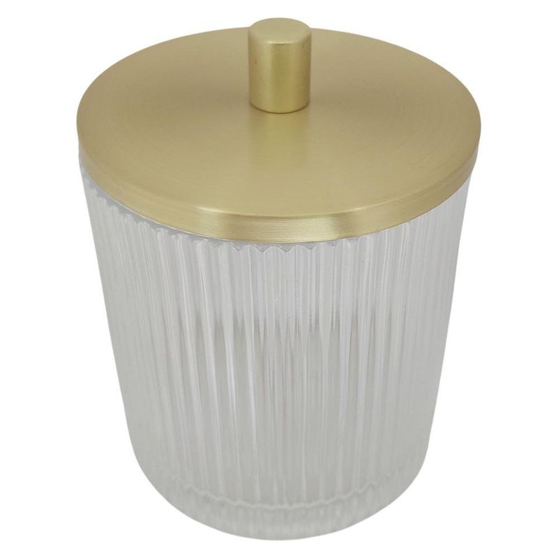 Algodonera Decorativa para Baño Transparente con Tapa Dorada