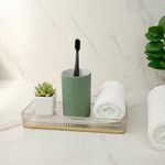 Bandeja Decorativa para Baño Transparente con Base Dorada