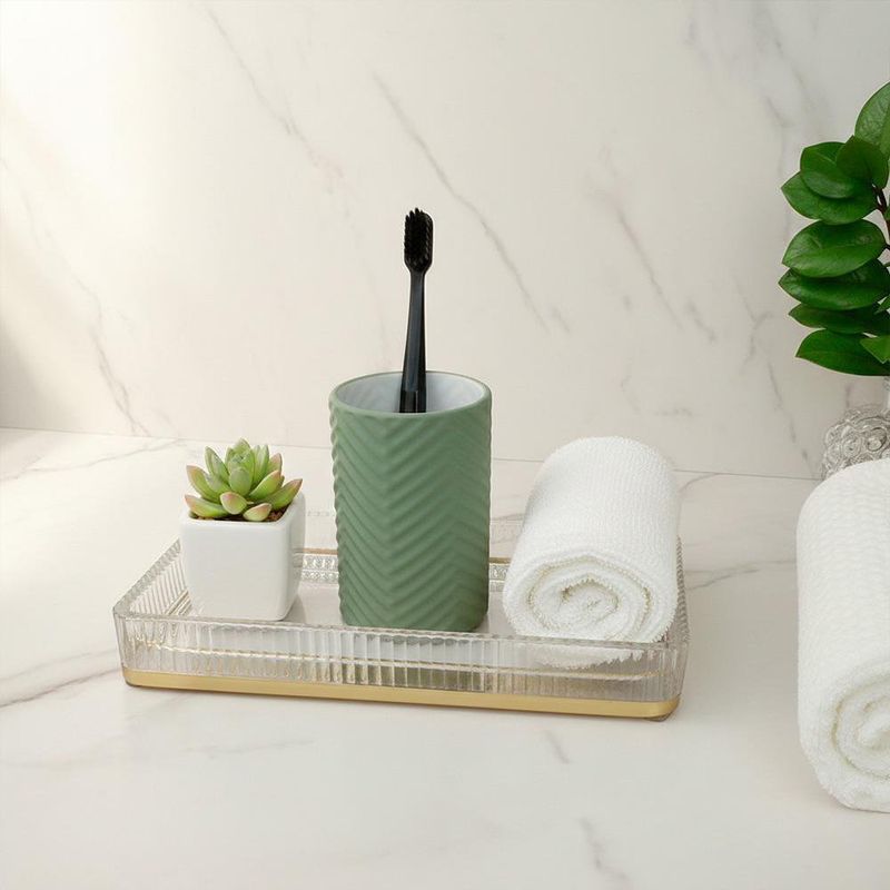 Bandeja Decorativa para Baño Transparente con Base Dorada