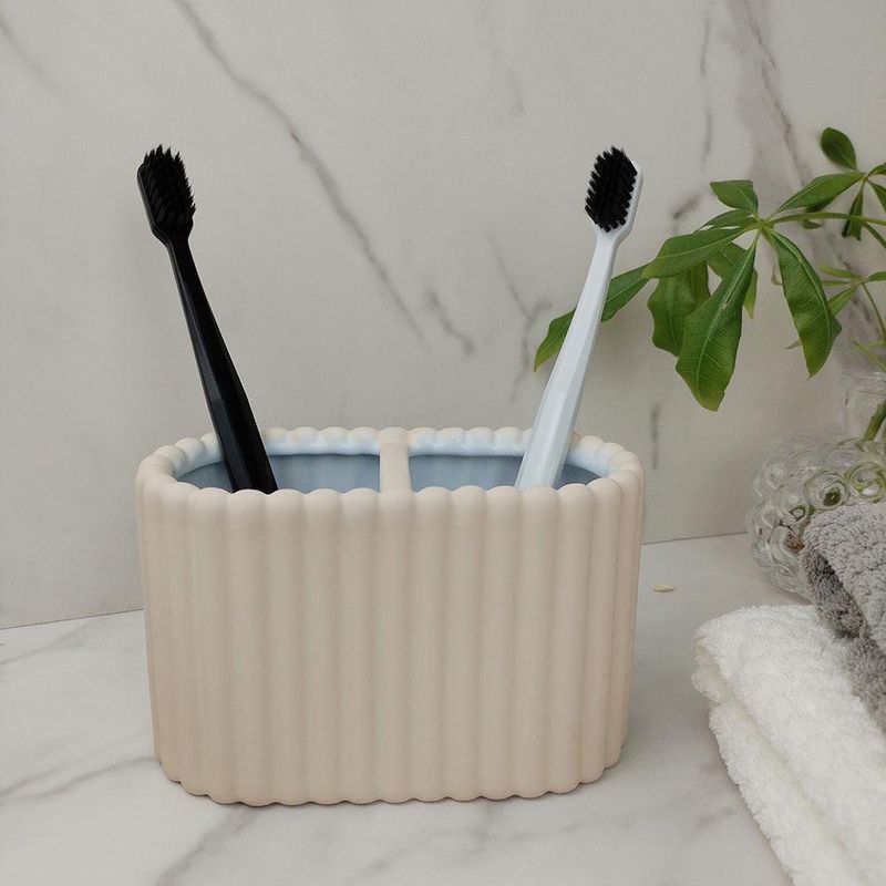 Porta Cepillo Texturizado para Baño Color Bone