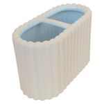 Porta Cepillo Texturizado para Baño Color Bone