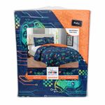 Set de Cubrecama Diseño Gamer Reversible Azul Tamaño Matrimonial 2 Pzas