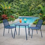 Set de Exterior de Metal Mati Azul 3 Pzas