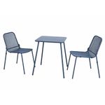 Set de Exterior de Metal Mati Azul 3 Pzas