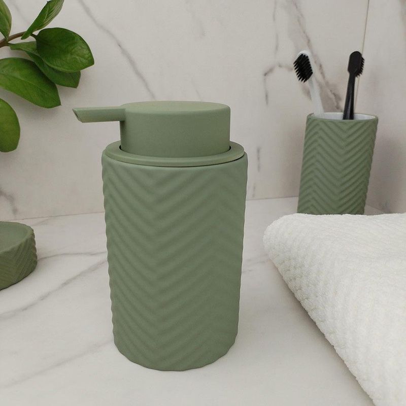 Dispensador de Jabón Texturizado para Baño Color Verde Mate