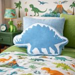 Cojín Decorativo Infantil Diseño de Dinosaurio Azul 40 x 40 Cm