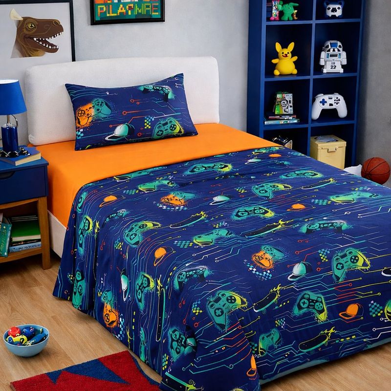 Set de Sábanas Diseño Gamer Tamaño Imperial con 3 Pzas