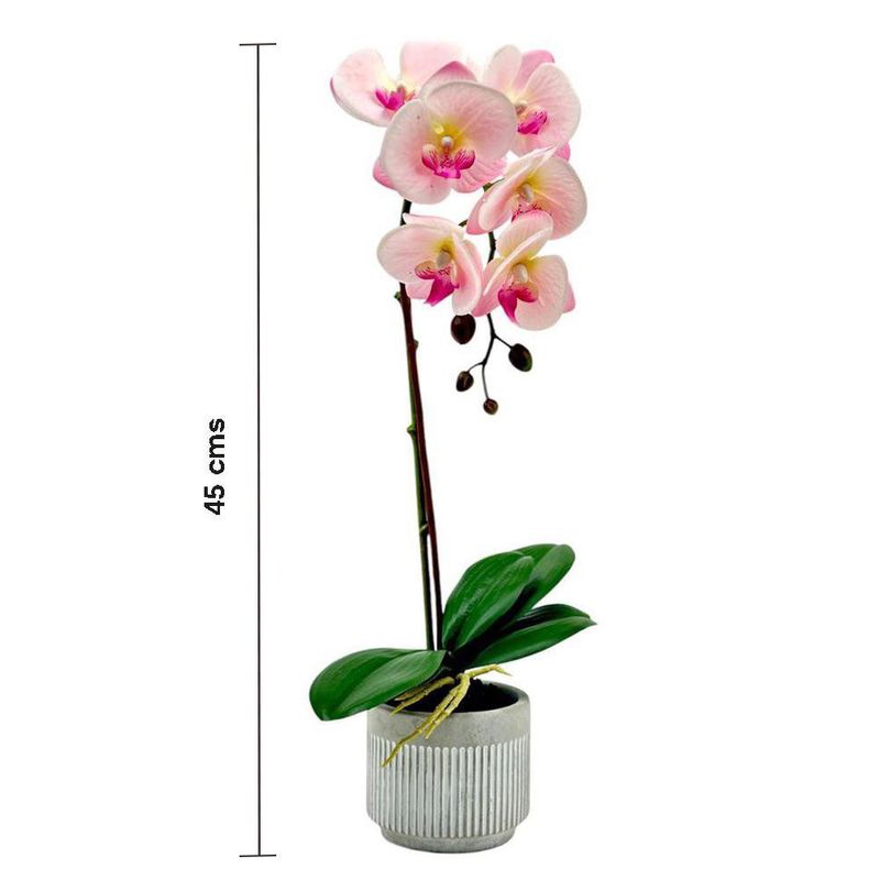 Orquídea Rosa Decorativa en Maceta Texturada