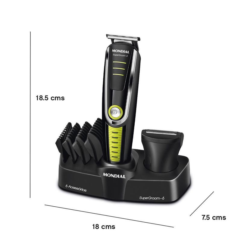 Recortadora de Barba y Bigote Super Groom 6 Pzas