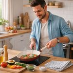 Sartén de 24 cm de Aluminio Forjado con Antiadherente para Cocina Color Café y Beige