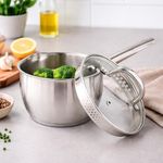 Olla de Acero Inoxidable con Tapa de Vidrio de 16 cm