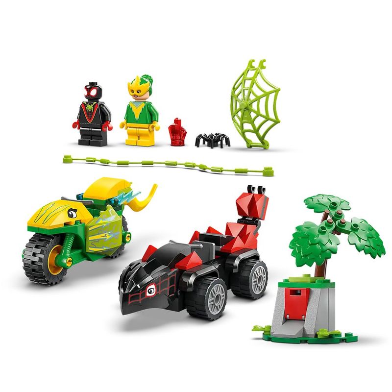 LEGO Marvel Spin y Electro: Duelo de Vehículos Dinosaurio de 124 Piezas