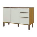 Gabinete Base Verace de 2 Puertas y 3 Gavetas para Cocina 120 cm Café y Blanco
