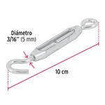 Tensor de Zinc Gancho - Argolla de 3/16 Plg