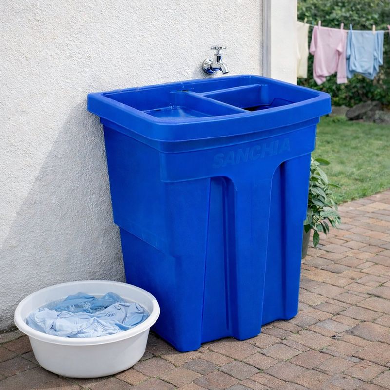 Pila Xtreme Plástica Azul de Doble Tina