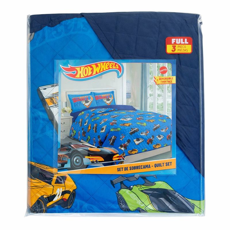 Set de Cubrecama de 3 Piezas Hot Wheels Tamaño Full Reversible