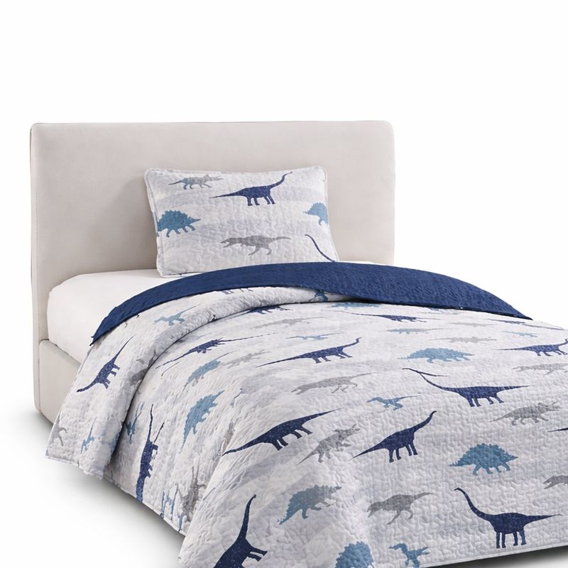 Set de Cubrecama de 2 Piezas Diseño Dinosaurio Tamaño Twin Reversible