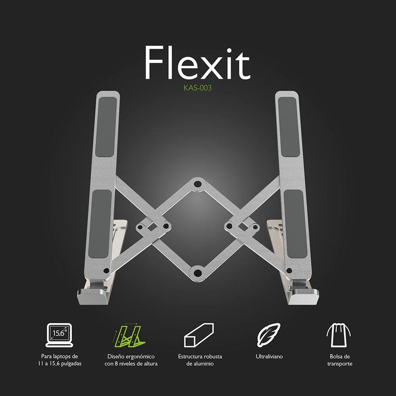 Soporte Ultraligero Flexit de Aluminio para Laptop 15.6 Plg