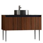 Vanity de Piso de MDF Color Café con Lavamanos y Espejo